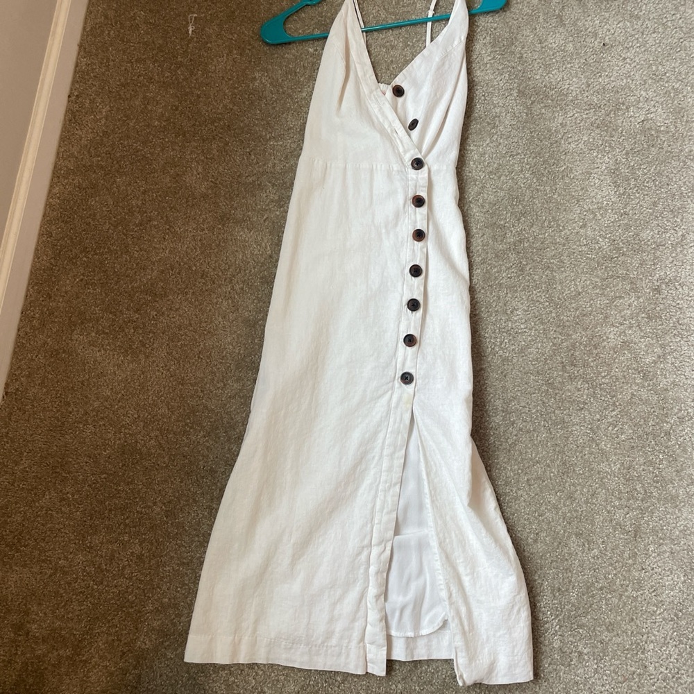 Urban Outfitters White Strapless Button Dress